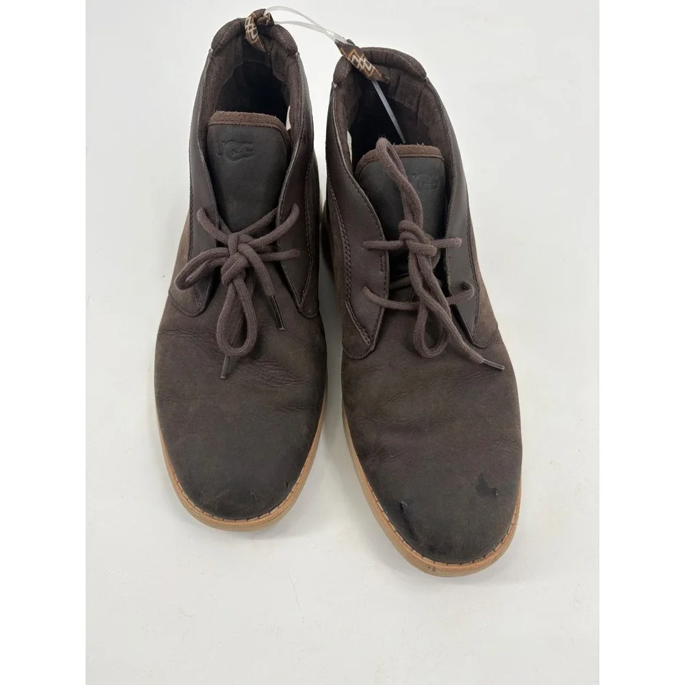 UGG Mens Neumel Flex Chukka Boots Dark Brown Leather Suede Lace Up Size 10